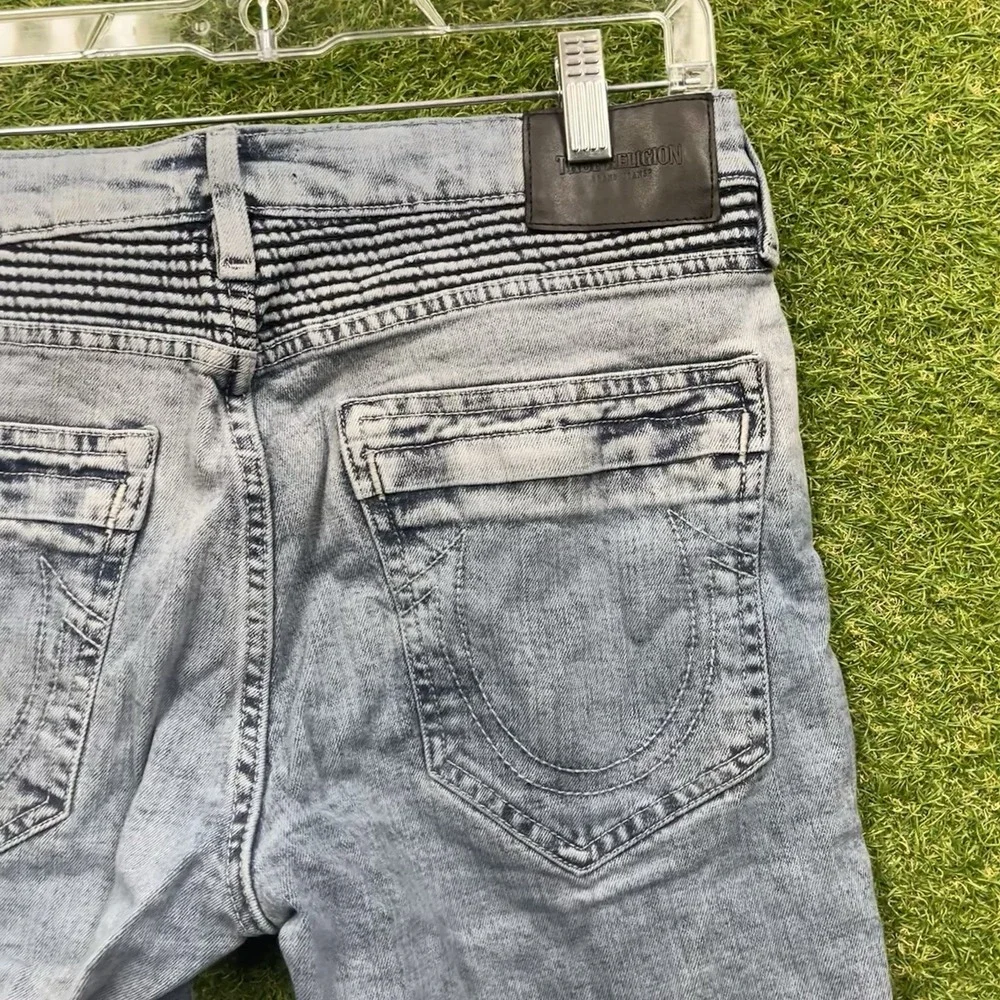 True Religion Rocco Moto Shorts Mens 28 Medium Harmonious Wash Relaxed Skinny